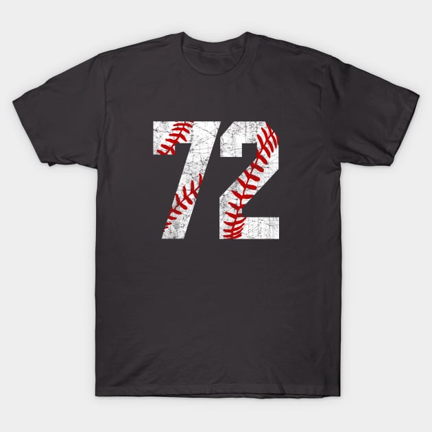 Vintage #72 Baseball Laces Baseball Mom Jersey Love Baseball T-Shirt by TeeCreations